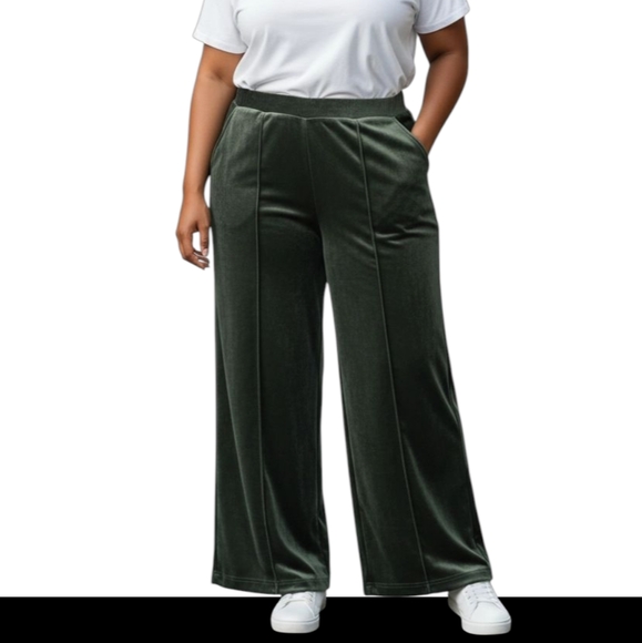 NEW Just My Size Velvet Pull On Trouser In Emerald Green Size 2X - Picture 1 of 5
